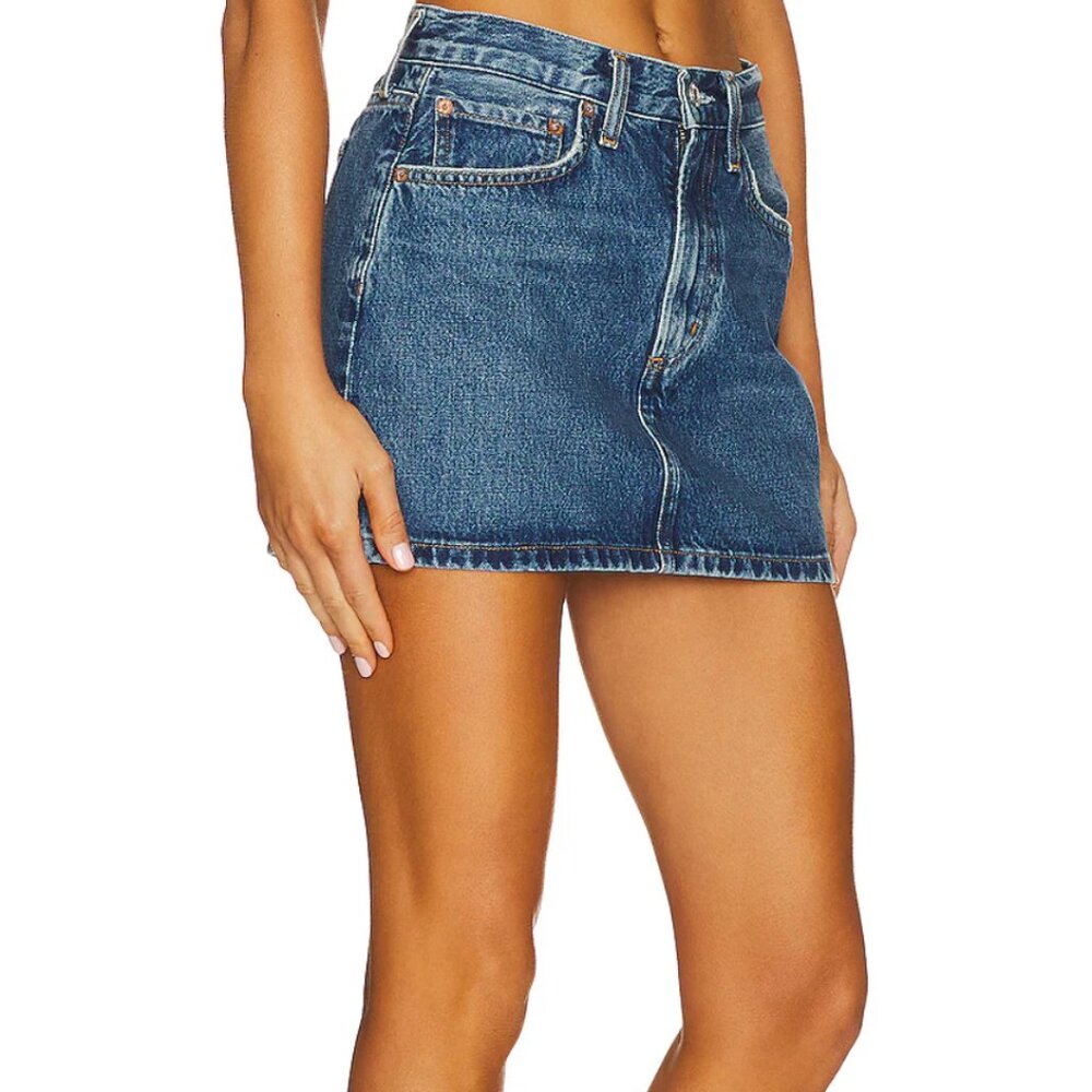 Agolde Blue Denim Mini Skirt - Picture 3 of 6